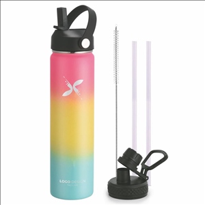 Insulated Water Bottle 24OZ, Wide Mouth 24oz Water Bottle with Straw Lid, Spout Lid, Double Wall